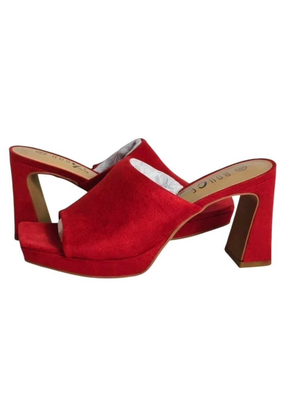 Rouge Womens 6 Open Toe Heeled Slide Sandals Red Chic Elegant Style New Designer